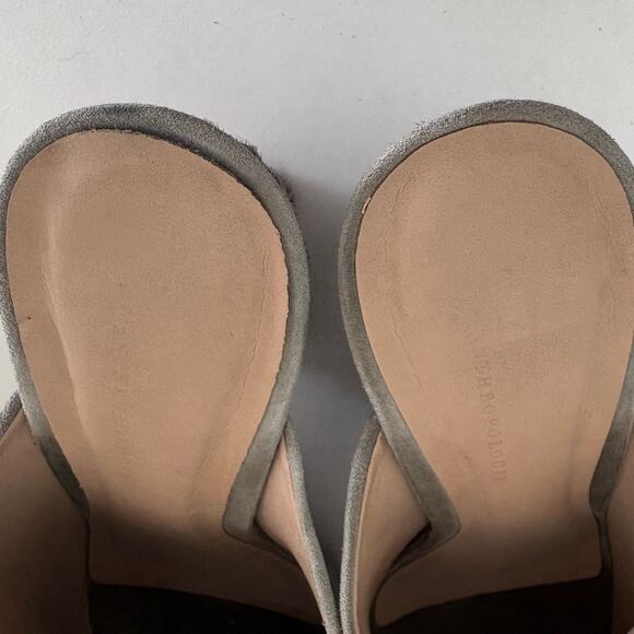 Anthropologie Charlotte Stone Morely Grey Suede Mules Heel 9 - Picture 7 of 9